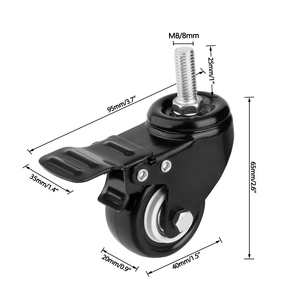 Ruedas Giratorias de Alta Resistencia de 1.5"/2" con Vástago Roscado y Freno, Ruedas para Muebles con Vástago Roscado M8/M10 - Product Image 2