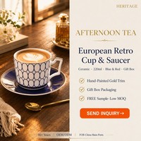 Tasse à café en céramique de luxe, style nordique géométrique, bord doré, tasse à thé en porcelaine résistante à la chaleur, ensemble avec coffret cadeau haut de gamme