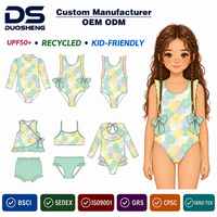 Maillot de bain pour filles à imprimé floral aquarelle et pastel, avec volants aux épaules et nœud décoratif, pour les vacances d'été, maillot de bain pour enfants, marque privée OEM