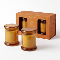 Pot à bougie en verre ambré de luxe de 2 oz avec boîte, idéal pour le remplissage de cire parfumée, emballage cadeau, décoration intérieure – Fournisseur direct usine