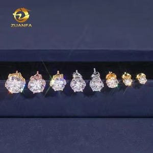 VVS D Moissanite yuvarlak kesim 4 ila 10mm 6 çatalak Trendy takı kulak çıtçıt Unisex 925 ayar gümüş özel vida geri damızlık küpe - Product Image 3