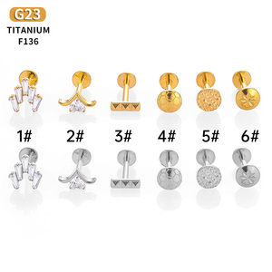 Anneaux de labret à filetage interne en titane YW ASTM F136, piercings de lèvre monore, barres de piercing de lèvre, bijoux - Product Image 2