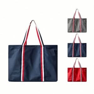 Sac de plage pliable en polyester de haute qualité pour femmes, grande capacité, sac de shopping, logo personnalisé en usine, lettres, réutilisable, cadeau, voyage - Product Image 1