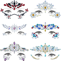 Autocollants de visage et de corps éphémères pour festivals, raves, carnavals, avec cristaux scintillants