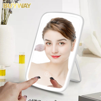 Miroir de maquillage LED pliable avec support pour iPad et porte-livres, contrôle tactile à 3 couleurs réglables, miroir de toilette portable en ABS pour les voyages