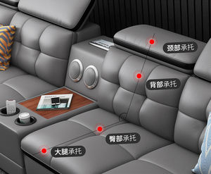 Canapé en cuir en forme de L avec USB, ensemble de canapé d'angle sectionnel, canapé 7 places avec chargeur, canapé-lit de salon, haut-parleur de <span class=keywords><strong>musique</strong></span> - Product Image 5