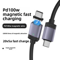 Kabel Pengisian Daya Magnetik PD 100W Aluminium Alloy Nylon USB-C USB-C Pengisian Cepat Transfer Data 1m Konduktor Tembaga Murni