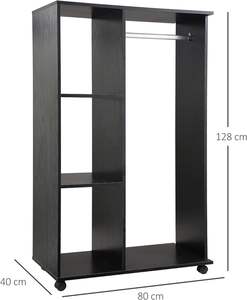 Armoire ouverte <span class=keywords><strong>sur</strong></span> <span class=keywords><strong>roulettes</strong></span> avec <span class=keywords><strong>tringle</strong></span> à vêtements, rangement pour vêtements de chambre à coucher avec <span class=keywords><strong>tringle</strong></span> de suspension, porte-vêtements mobile pour vestiaire - Product Image 4