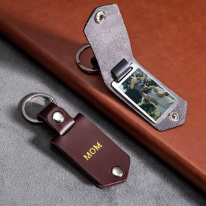 Porte-clés personnalisable en métal pour photos, porte-clés en cuir pour la fête des pères, pince photo 1 pouce pour anniversaire - Product Image 3