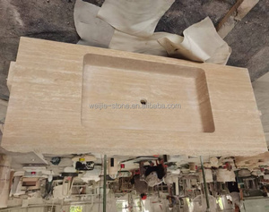 Blocs de travertin léger Blocs de travertin beige pour salle de bain comptoir de cuisine <span class=keywords><strong>lavabo</strong></span> <span class=keywords><strong>lavabo</strong></span> éviers de vanité - Product Image 5