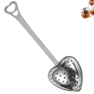 Cuchara infusora de té de acero inoxidable con forma de corazón, filtro colador para hierbas y especias - Product Image 1