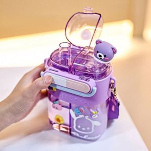 Cartoon Children's Large Capacity Sippy Cup High Temperature Resistant Double Cup Diagonal Water Bottle Plastic Drinkware - Product Image 5