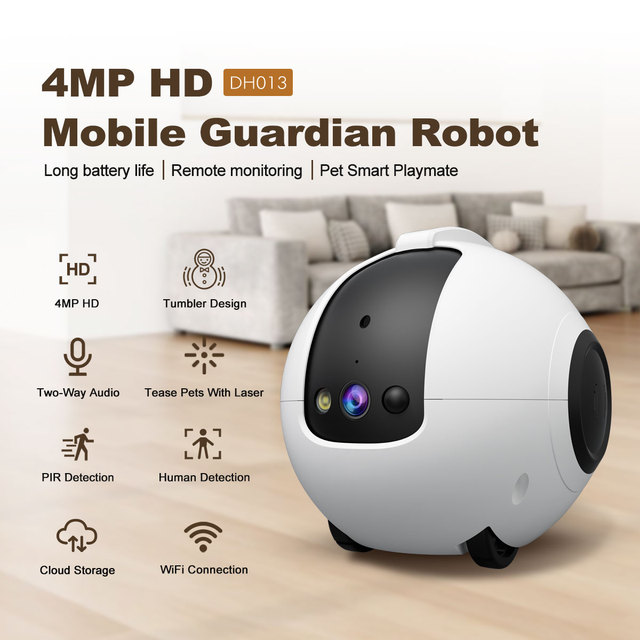 4MP 2.4G Wi-Fi 6 Indoor Security Camera CMOS Movable 1.44" Screen 2K HD 180 Wide Angle NightShot Plus for Home Pet Childcare