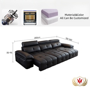 HJ HOME <span class=keywords><strong>Canapé</strong></span>-lit fonctionnel de luxe Fauteuil <span class=keywords><strong>électrique</strong></span> escamotable moderne en cuir noir inclinable <span class=keywords><strong>Canapé</strong></span> nuage - Product Image 3