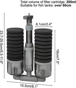 Filtre à éponge <span class=keywords><strong>double</strong></span>, filtre interne en plastique à air comprimé, écologique, pour aquariums d'eau salée, 2 chambres à média, oxygène - Product Image 4