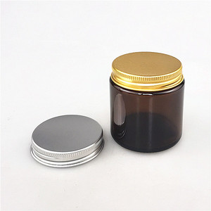Barattoli in Vetro Ambrato da 100ml con Tappo a Vite e Coperchio Metallico Dorato per Candele - Product Image 2