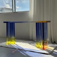 Table d'appoint moderne en acrylique dégradé, style luxe léger, minimaliste et créative, transparente, pour appartement et salon