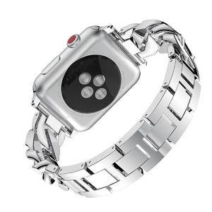 Correa de Acero Inoxidable de Lujo con Diamantes Brillantes <span class=keywords><strong>para</strong></span> Mujer, Correa de Reloj <span class=keywords><strong>Apple</strong></span>, Brazalete de Acero con Cadena Estilo Vaquero - Product Image 3