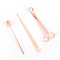 Ensemble d'accessoires de luxe en fibre d'acier inoxydable de 3 pièces comprenant des bougies louche éteignoir mèche tondeuse ciseaux crochet boîte à outils