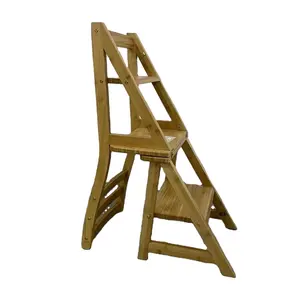 竹木实木梯椅家用踏步椅折叠两用梯凳室内多功能楼梯凳