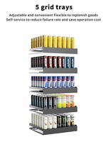 Distributeur de Snacks Mobile à Roulettes Universelles, Capacité 300-600 Pièces, Refroidissement par Compresseur, Options de Paiement Multiples pour une Flexibilité Optimale