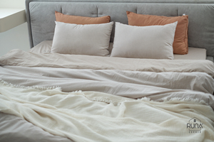 Brown <b>Striped</b> Home <b>Bedding</b> Premium Cotton <b>Bedding</b> <b>Set</b> Pre-Washed 4 PCS Brown <b>Striped</b> Color Pattern 2 Pillow Case Duvet Cover Fit - Product Image 6