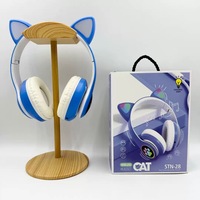 Gran Venta de auriculares inalámbricos con Bluetooth, Auriculares deportivos para colocar sobre la oreja, micrófono de música estéreo con orejas de gato para juegos de viaje