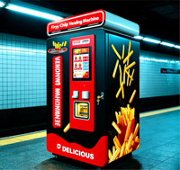 Distributeur automatique de frites 24h/24 sans surveillance, friteuse à pommes de terre en libre-service, station multi-emplacements pour centres commerciaux et sites touristiques, compatible SDK, ADA