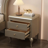 Mesita de Noche Moderna y Sencilla en Color Champán con Cajones para Dormitorio o Sala de Estar, Estilo Americano de Lujo Ligero