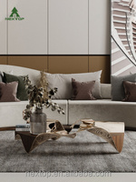 Meubles italiens légers pour villas de luxe Table basse en bois d'acier inoxydable au design rond créatif
