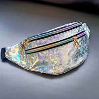 Sac banane ajustable personnalisé avec sangle laser, paillettes holographiques, sac de poitrine pour femme