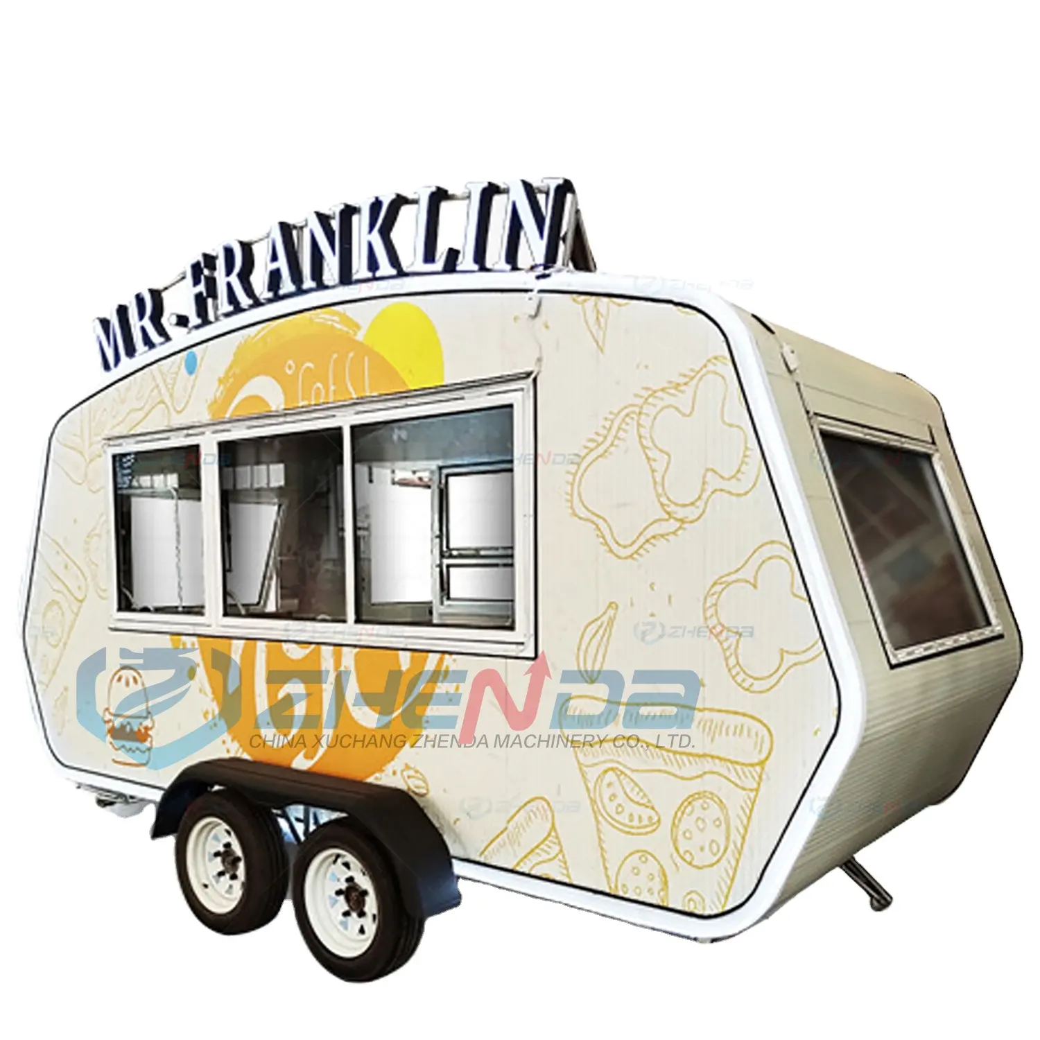 मध्यम-आकार सड़क मोबाइल फास्ट फूड ट्रेलर आउटडोर बारबेक्यू पोर्च फूड की दुकान के साथ गाड़ी खाद्य ट्रक