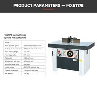 Fraiseuse verticale industrielle MX5117B avec moteur 4KW - Table de fraisage multifonction pour projets de moulage du bois