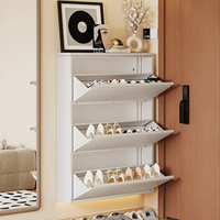 Smalle 15cm ultradunne stalen schoenenkast metalen kantelbare lade schoenenrek ruimtebesparende minimalistische entree meubel organizer