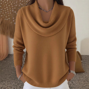 Pull à manches longues de couleur unie pour femme, coupe ample, style coréen, automne-hiver, S M L XL 2XL 3XL - Product Image 2