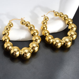Pendientes de Aro de Bola Chapados en Oro de 14k de Cobre de Alta Calidad Estilo Bohemia para Mujer - Product Image 6