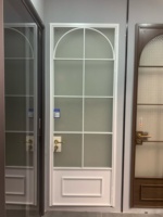 Porte battante intérieure française Meize avec cadre en alliage titane-magnésium et verre trempé dépoli pour hôtels et appartements (étanche)
