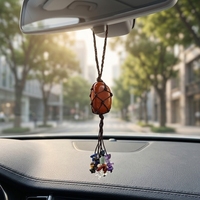 Pendentif en perles de cristal naturel en gros pour décorations de rétroviseur de voiture tissées à la main et accessoires suspendus, emballage inclus.