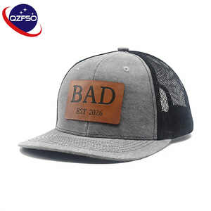 Gorra de béisbol de malla de verano de alta calidad QZFSO, gorra de camionero personalizada con parche de cuero ajustable de algodón para pesca - Product Image 1