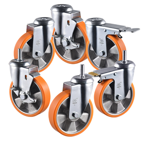 VIMA Industrial 3 4 5 Inch Swivel Caster PU Aluminum <b>Wheel</b> Castor Trolley Shopping <b>Cart</b> Medium Duty 200 to 300kg Load Capacity - Product Image 2