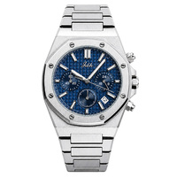 Reloj Cronógrafo de Lujo para Hombre en Acero Inoxidable, Acabado Resistente al Agua, Movimiento de Cuarzo Seiko, Fecha Automática, Caja de 40 mm