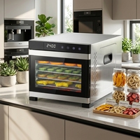 Elektrische 6-bakjes roestvrijstalen voedseldroger - fruitdroger - 35-75°C regelbare temperatuur - 24 uur timer - digitale bediening - oververhittingbeveiliging