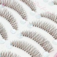 10 Pasang Bulu Mata Cat Eye Warna Campuran Bulu Mata Palsu Dengan Ujung Berwarna Strip Pita Transparan Bulu Mata Riasan Cosplay
