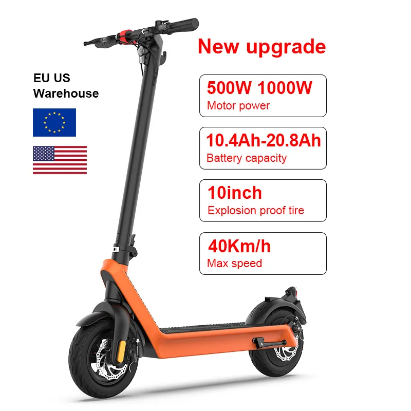 Armazém us eu uk x9 scooter elétrico, 500w 1000w 36v/48v dobrável roda grande scooter elétrico adulto