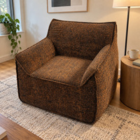 Fauteuil simple compressé sans structure, entièrement en mousse, avec accoudoirs larges, emballé sous vide, sans cadre, pour salon