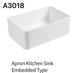 อ่างล้างจานเซรามิกสีขาวทรงสี่เหลี่ยม CR A2418 ความลึก 180 มม. แบบอ่างเดี่ยว - Product Image 3