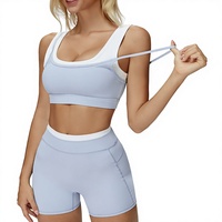 Soutien-gorge de yoga YSH Naked Sense deux pièces à maintien élevé, respirant, anti-transpiration, col en U, pour la course et le fitness, pour femme, motif uni