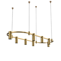 Nouvelle Suspension LED Design Luxe Moderne Modulaire Multi-têtes en Laiton Doré Rectangulaire et Rond pour Salle à Manger