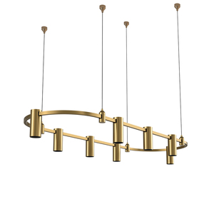 New Design Led Pendant <b>Light</b> Gold Rectangular Round Rail Luxury Modern Modular Multi-head Lamp Brass Chandelier for <b>Dining</b> Room - Product Image 3