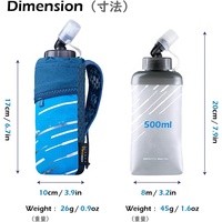Bouteille de flacon souple pliable de 500ml avec valve de morsure de 45 degrés et support de main pour la course à pied, vente en gros